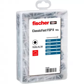 Savisriegiai tuščiaviduriai varžtai FISCHER ClassicFast SK TG TX 4.0–6.0, 110 vnt.