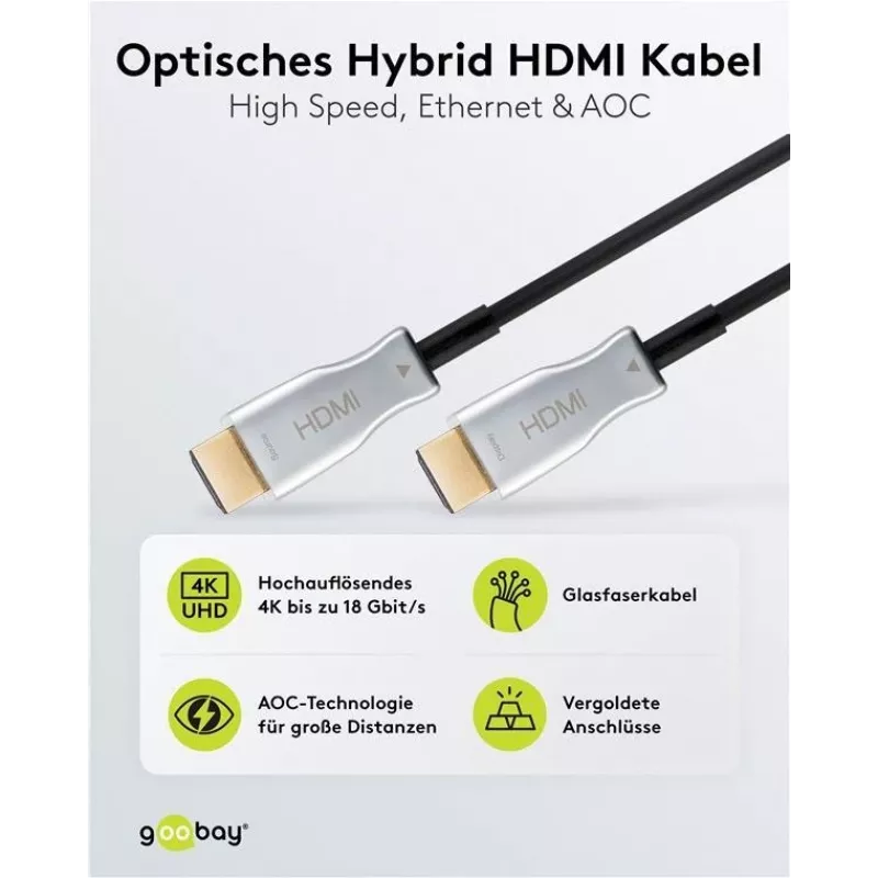 Goobay 65566 HDMI laidas 10 m HDMI A tipo (standartinis) juodas - sidabrinis (65566)