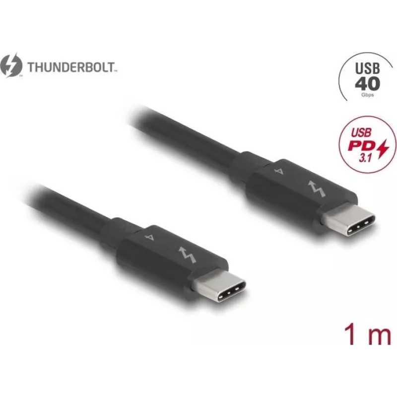 DeLOCK Thunderbolt 4 laidas 40 Gbps PD 3.1 240 W 1 m juodas