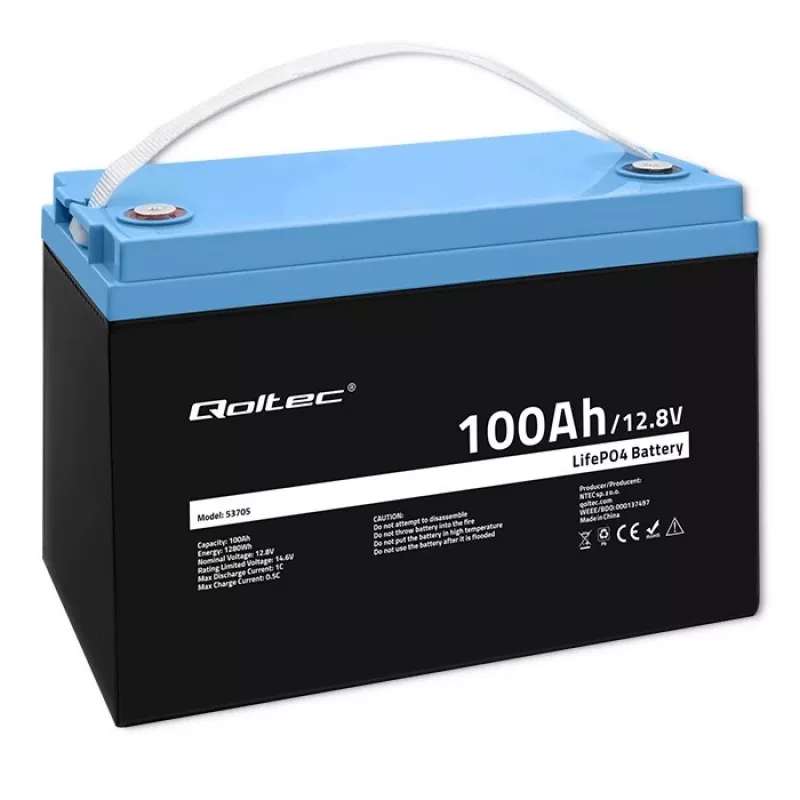 Qoltec 53705 ličio geležies fosfato baterija 100 Ah 12,8 V