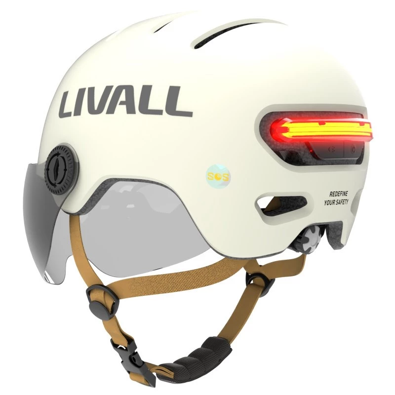 Apsauginis šalmas Livall L23 baltas 54–58 cm su integruotomis LED ir SOS funkcijomis