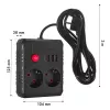 Kištukinis lizdas MACLEAN MCE388 B — 2 kintamosios srovės lizdai, 3×USB A, 110–120V 50/60Hz, 2500W, 3 m laidas, juodas