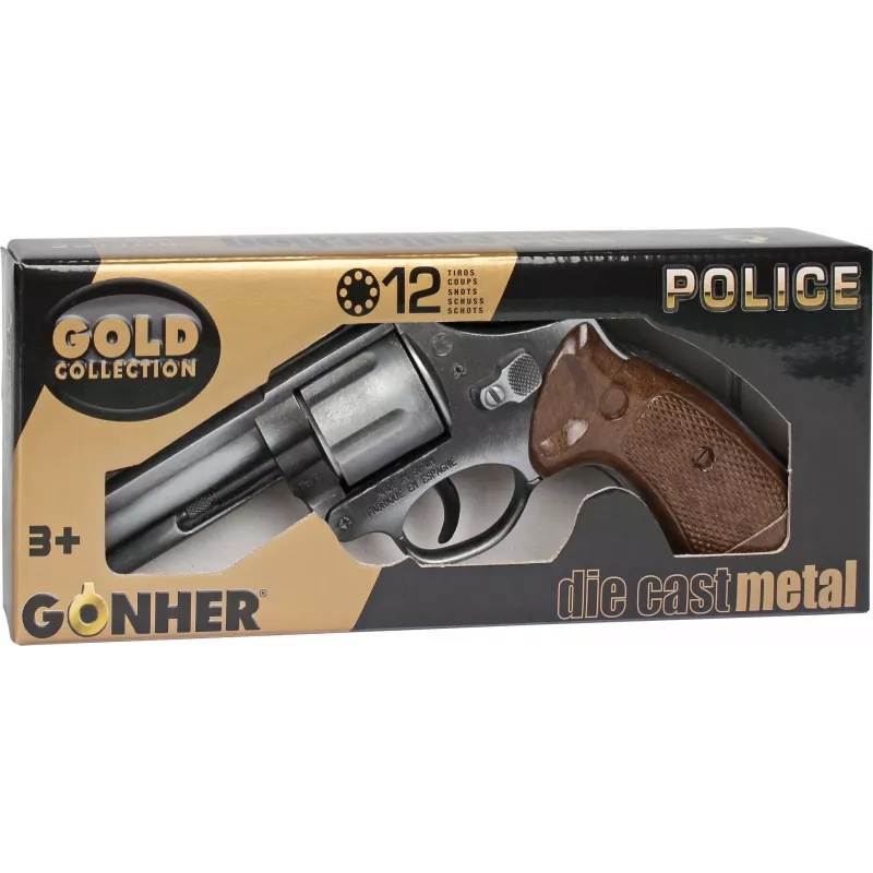 Metalinis policijos stiliaus Pulio revolveris 155127/1, realistiško dizaino, metalinė konstrukcija