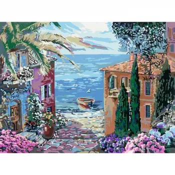 Ravensburger tapybos rinkinys CreArt Viduržemio jūros kraštovaizdis 23913 — piešimo pagal numerius rinkinys