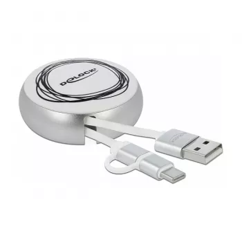 Ištraukiamas laidas DeLOCK USB 2.0 2 viename Type-A į Micro-B ir USB-C™