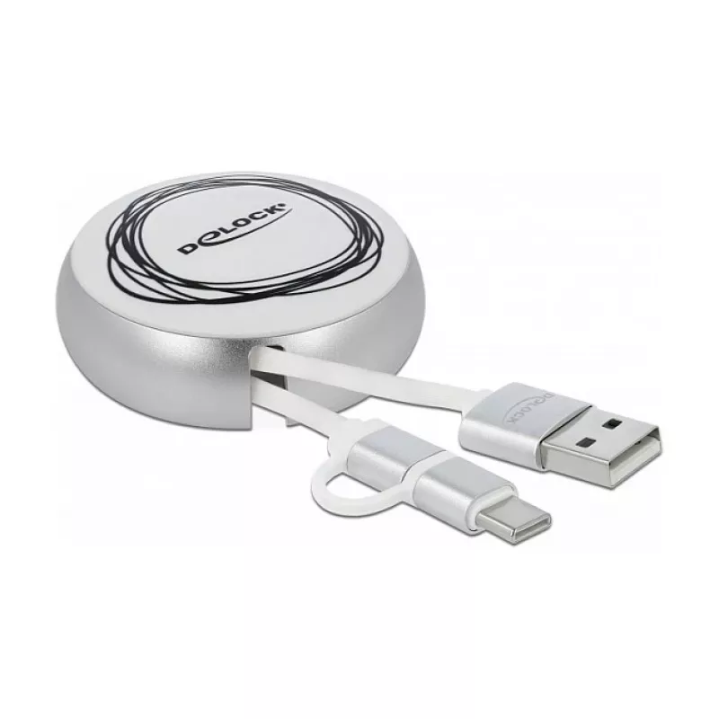 Ištraukiamas laidas DeLOCK USB 2.0 2 viename Type-A į Micro-B ir USB-C™