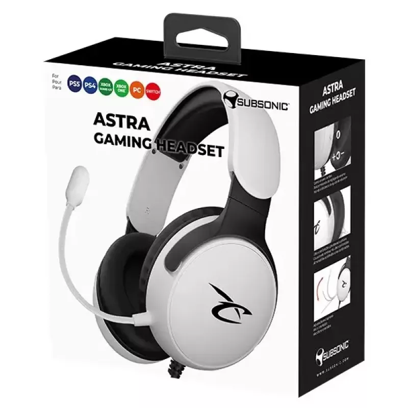 Ausinės Subsonic Astra žaidimų ausinės balta/juoda SA5683-1