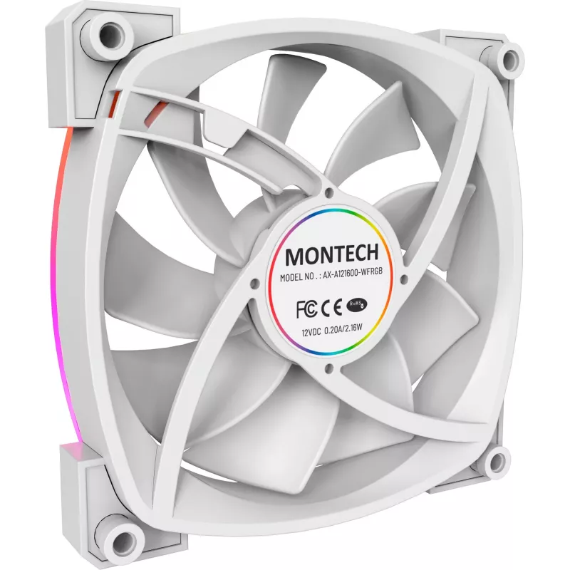 Montech AX120 120mm PWM ARGB korpuso ventiliatoriai, 3 vnt., balti