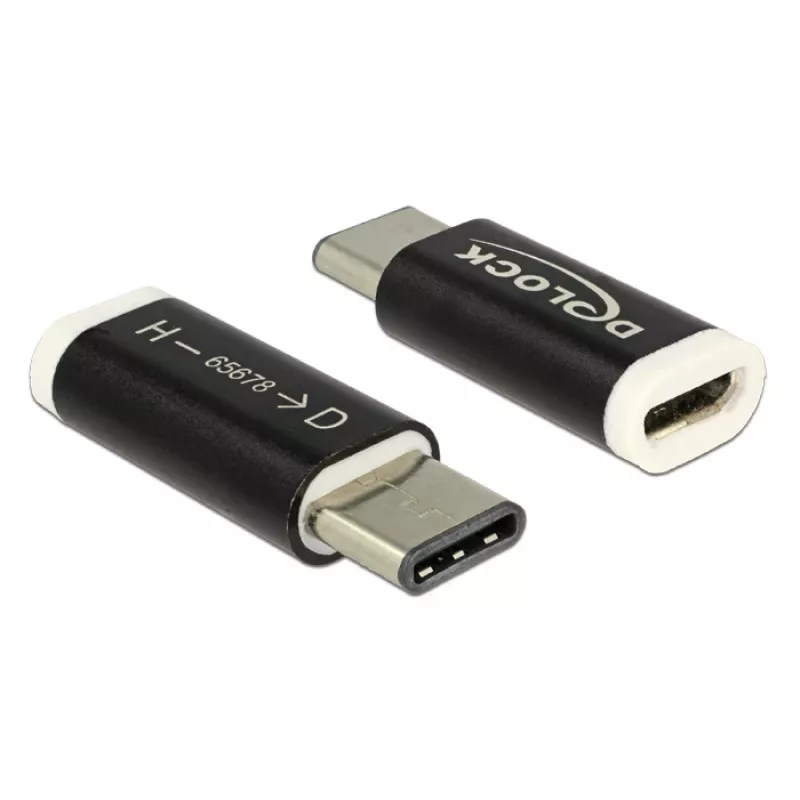 Delock - USB adapteris - 24 kontaktų USB-C (M) į Micro-USB B tipo (W) - USB 3,1 - juodas (65678)
