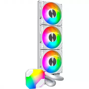 360mm radiatorius Montech HyperFlow ARGB 360 baltas — 360mm skysčio aušinimo radiatorius asmeniniam kompiuteriui