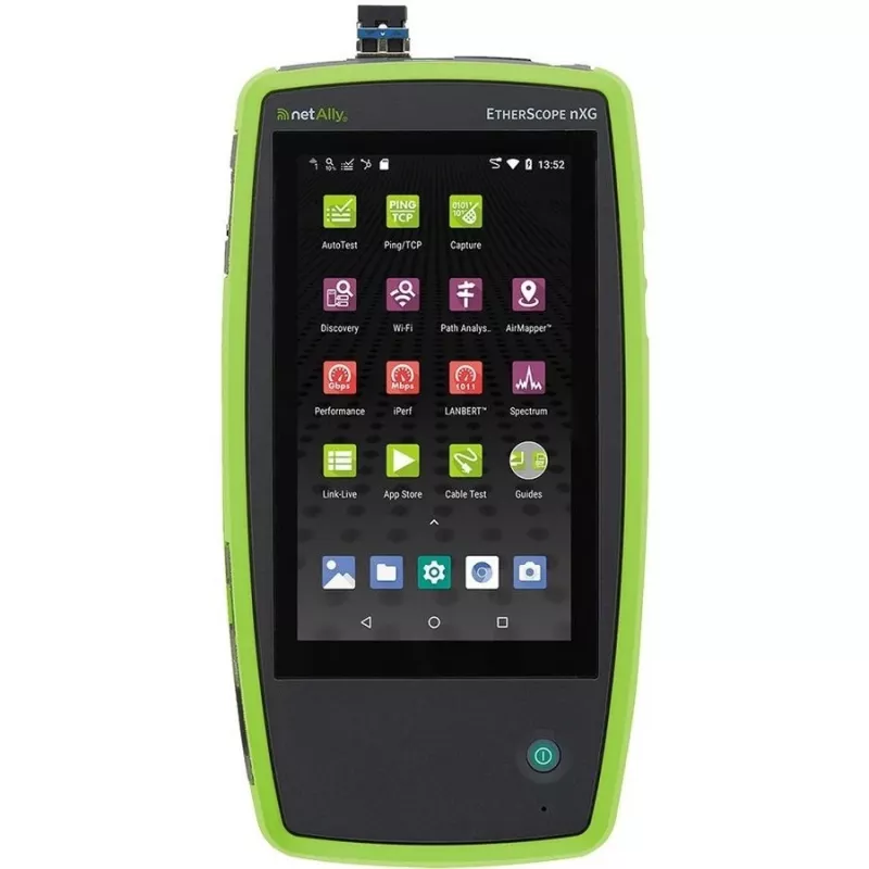 Tinklo testavimo įrenginys Fluke Networks EtherScope nXG EXG-300 — trijų dažnių juostų Wi‑Fi (2.4/5/6 GHz), RJ-45, USB-A/C, maitinamas baterijomis, 5 colių LCD