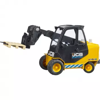 Forklift BRUDER JCB Teletruk žaislas — ABS, rekomenduojamas amžius 3+, juoda ir geltona