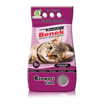 Sulipantis kačių kraikas Super Benek Certech Super Benek Compact Lavender 5 l — bentonito, greitai sugeriantis, nesivelkantis