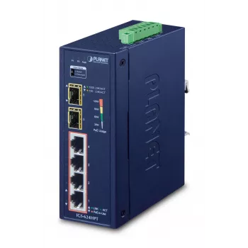 PLANET IGS-624HPT tinklo komutatorius Nevaldomas Gigabit Ethernet (10/100/1000) Power over Ethernet (PoE) Mėlynas