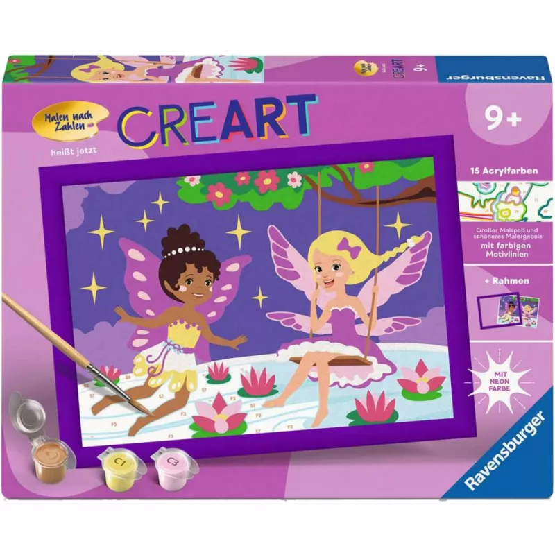 Tapybos rinkinys Ravensburger CreArt – fėjų draugai (vaikiškas tapybos amatų rinkinys)