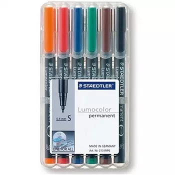 Nuolatinis žymeklis Staedtler 313 WP6 juoda mėlyna ruda žalia oranžinė raudona