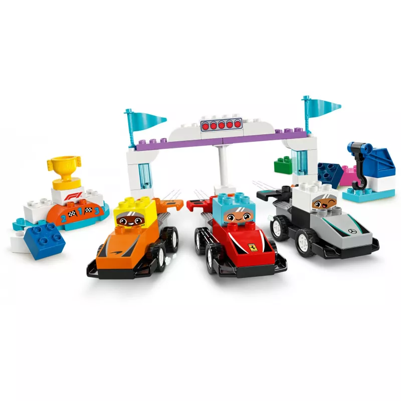 LEGO DUPLO 10445 F1 komandos lenktynių automobiliai ir vairuotojai