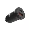 Automobilinis pakrovėjas FIXED FIXCC20N-CU-BK – USB-C ir USB-A prievadai, 20W galia, kompaktiškas prietaisas automobilyje