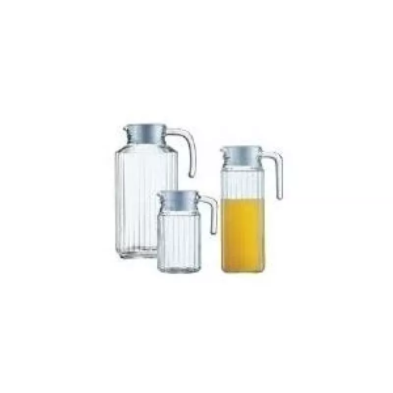 Stiklinis ąsotis Esmeyer Quadro 1,7 l, aukštis 256 mm, su baltu plastikiniu dangčiu