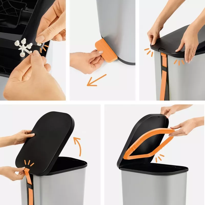 ROTHO Ribo Sidabrinė - pedal bin – 35l