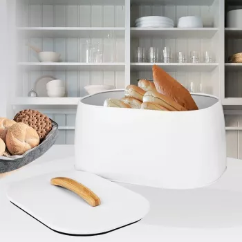 Duonadėžė Maestro MR-1675-WHITE — balta duonos laikymo dėžutė