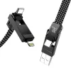 4-in-1 kabelis BlitzWolf BW-HDC7 — USB-C, Lightning, USB-A, Micro-USB 1,2 m 240 W juodas