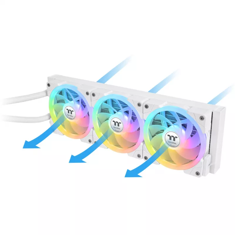 Integruotas skysčio aušintuvas THERMALTAKE MAGFloe 420 Ultra ARGB su 140 mm ventiliatoriais, 500–2000 RPM, baltas