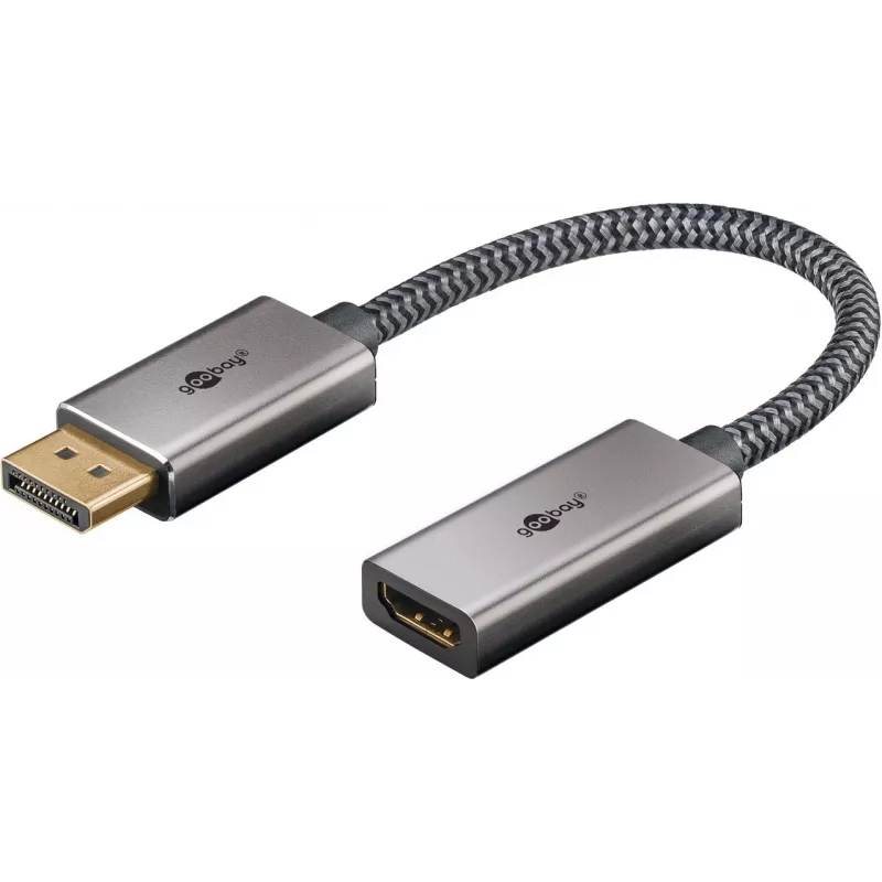 Plus DisplayPort > HDMI adapterio kabelis, 8K @ 60Hz (Pilkas, 20 cm, 32 Gbit/s)