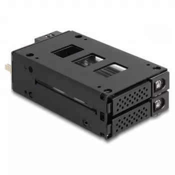 Laikmenos dėklo laikiklis DeLOCK plonas Bay Mobile Rack 2 x 2,5 col. U.2 NVMe SSD juodas