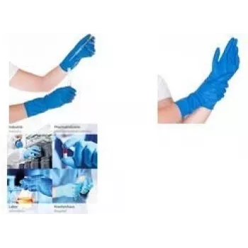 Franz Mensch unisex cheminės apsaugos pirštinės didelės rizikos mėlynos 9 dydžio 50 vnt. (25034)