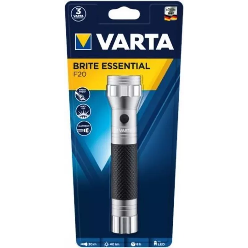 LED žibintuvėlis Varta Brite Essential F20 15618 101 401, 200 lm, kompaktiškas dizainas