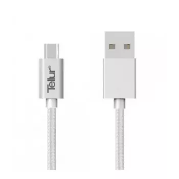 USB į Micro USB duomenų kabelis Tellur nailoninis pintas 1 m sidabrinis