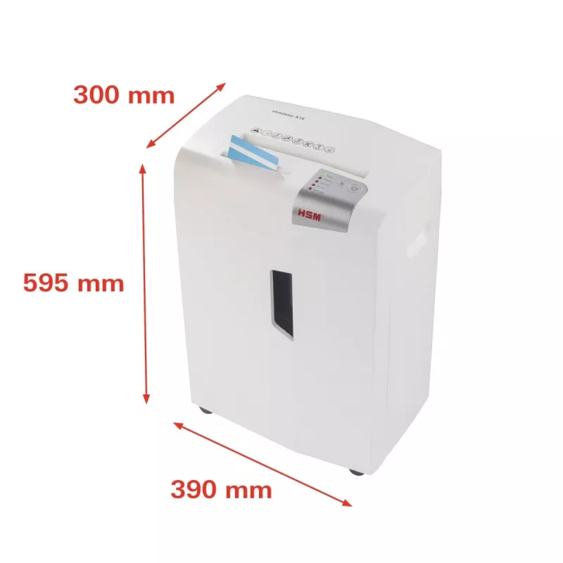 Dokumentų smulkintuvas HSM X15, dalelių pjovimas P-4, 23 cm darbinis plotis, 16 lapų talpa, 26 l dėžė, sidabrinis