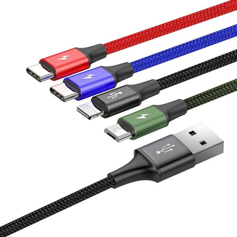 Baseus Fast 4in1 2xUSB-C / Lightning / Micro 3.5A 1.2m laidas USB (juodas)