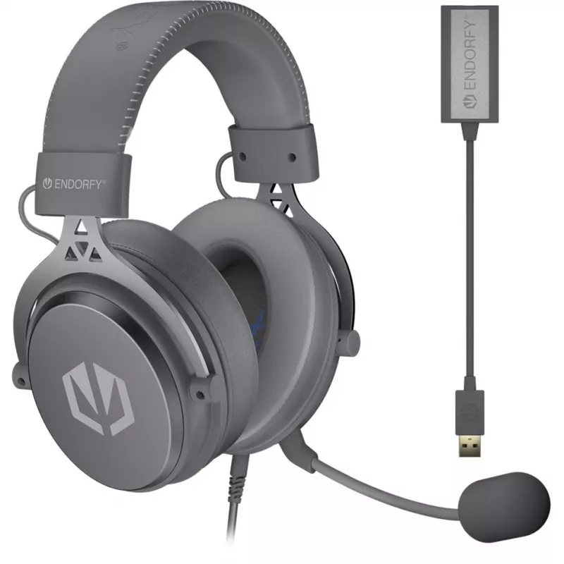 VIRO Plus USB Alt Gray, žaidimų ausinės tamsiai pilkos, USB-A, 3,5 mm lizdas, 7.1 USB garso plokštė