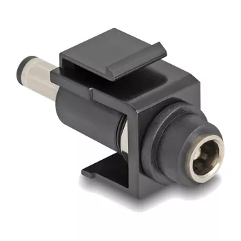 DeLOCK Keystone modulis nuolatinės srovės 5,5 x 2,1 mm lizdas į nuolatinės srovės 5,5 x 2,5 mm kištuką, juodas