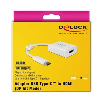 Vaizdo kabelio adapteris DeLOCK 63937 USB Type-C į HDMI 0,1 m baltas