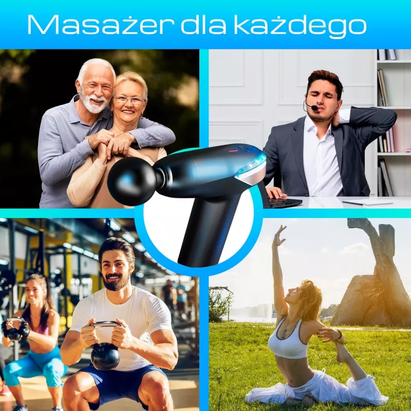 Masažo pistoletas Extralink MSG-02-LITE 3200 RPM 6 antgaliai