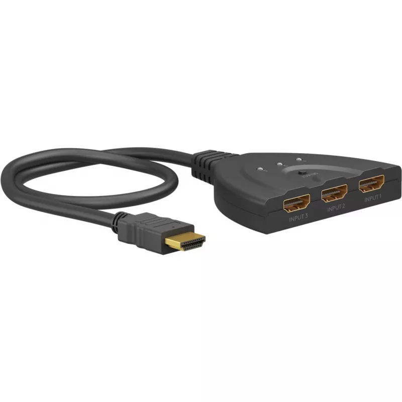 Goobay | HDMI jungiklis 3 į 1 (4K @ 30 Hz) | 58487 | Juoda | HDMI lizdas | 3 HDMI lizdai | 0,58 m
