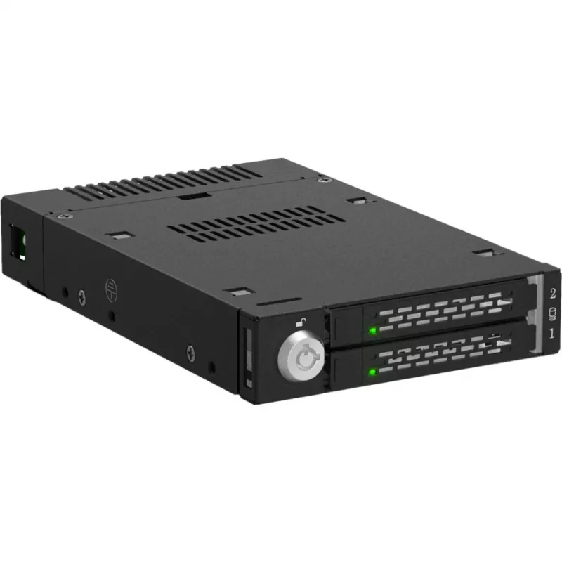 ICY DOCK - ToughArmor - MB834MK-B V2 - 2x M.2 NVMe į 1x 3,5 colio skyriaus mobilųjį rėmelį su metaliniu raktiniu užraktu SlimSAS 4i juoda