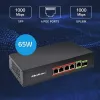 Ethernet PoE komutatorius QOLTEC 52296 — 4x RJ45 PoE prievadai, 1x RJ45 aukštyninė jungtis