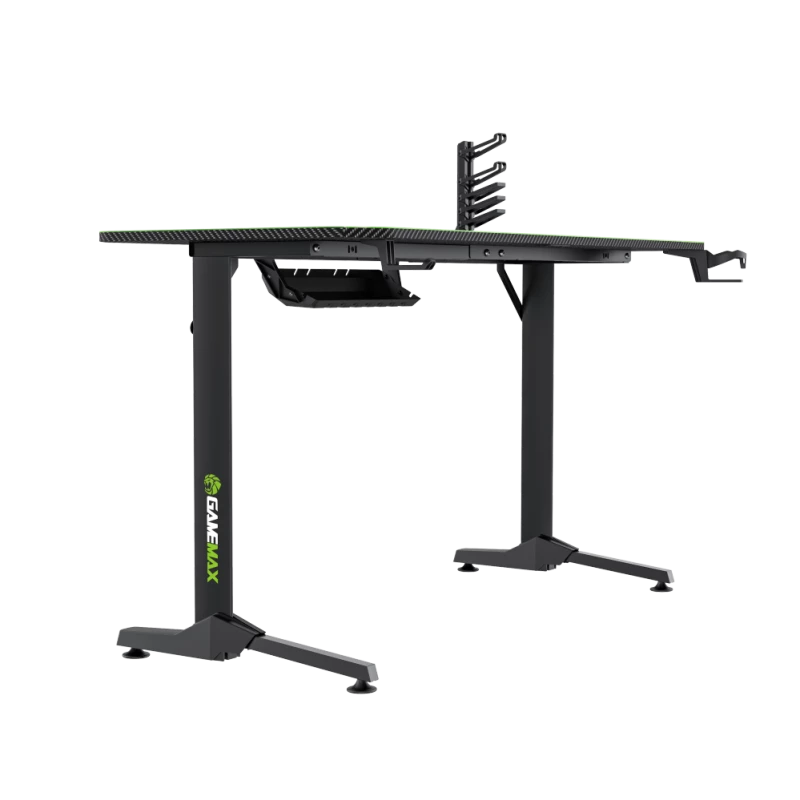 Stalas GameMax D140-CARBON – žaidimų/biuro stalas, neto svoris 20,5 kg, bruto matmenys 125×795×682 mm