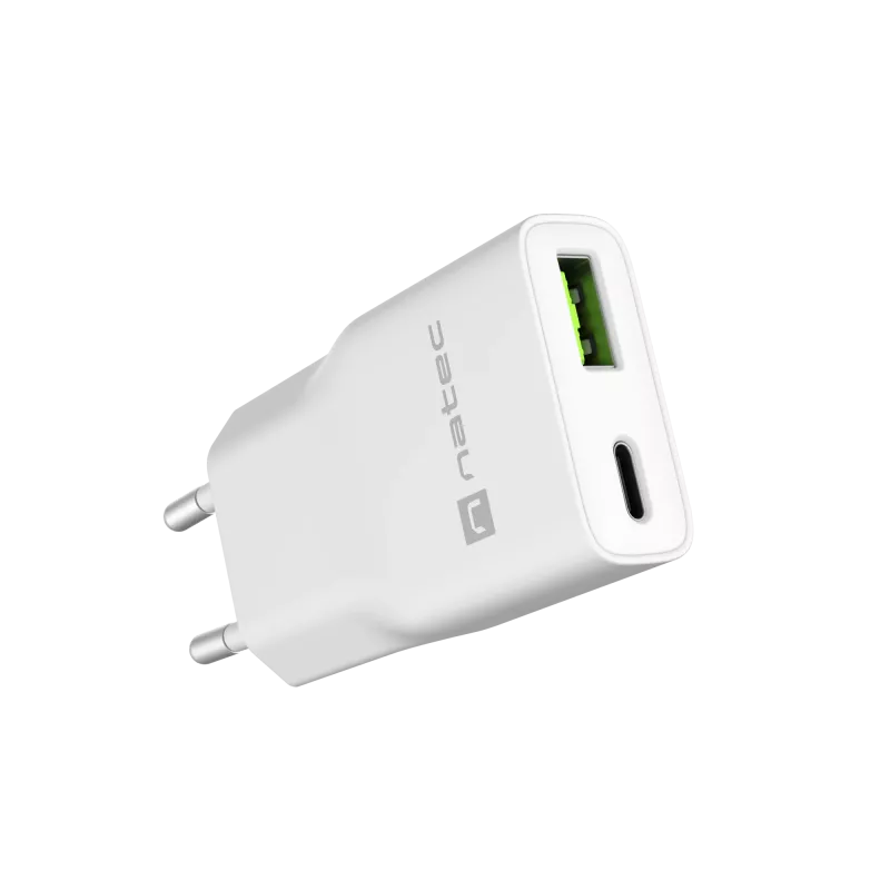 Maitinimo adapteris NATEC Ribera NUC-2376 — 1× USB-A, 1× USB-C, 3 A išėjimas