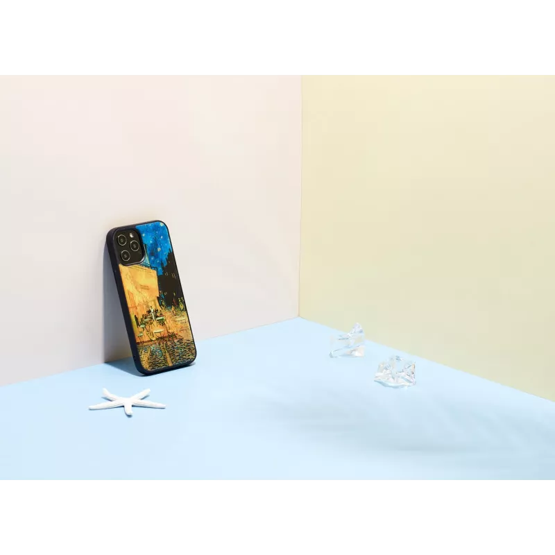 Apsauginis telefono dėklas iKins, skirtas Apple iPhone 12 / 12 Pro — juodas, Café Terrace dizainas
