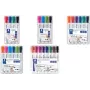 Marker Staedtler Lumocolor 351 kulkos formos antgalis juoda šviesiai mėlyna šviesiai žalia rožinė