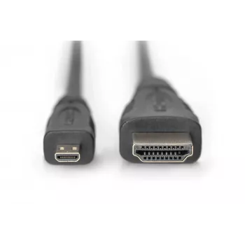 Digitus ASSMANN - HDMI-Kabel mit Ethernet - 19 pin micro HDMI Type D männlich zu HDMI männlich - 1 m - Dreifachisolierung - Schwarz (AK-330115-010-S)