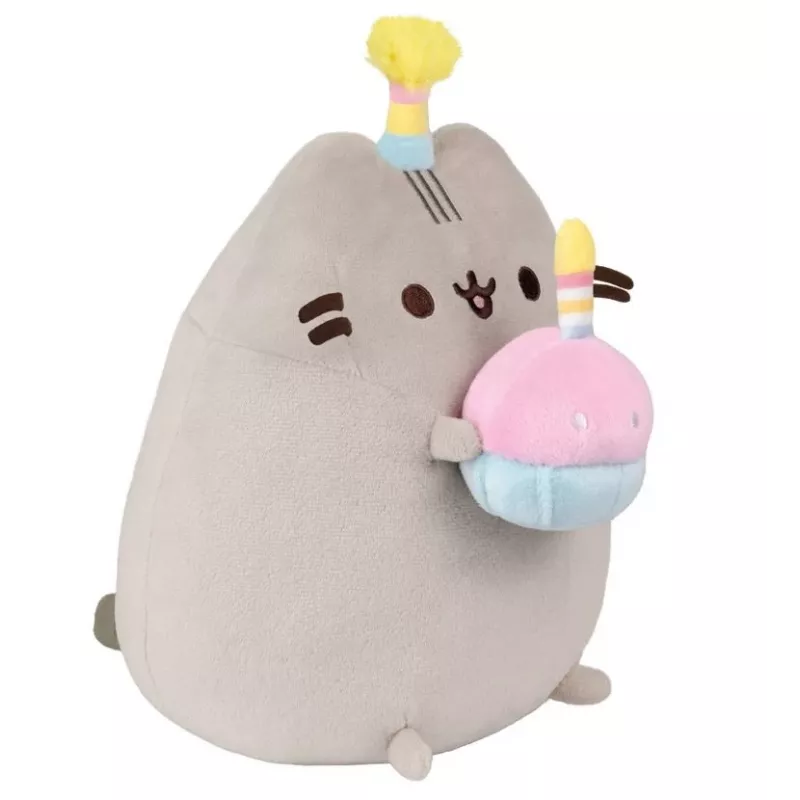 Plušinis žaislas Pusheen by Pusheen — 24 cm su gimtadienio kepure ir tortu