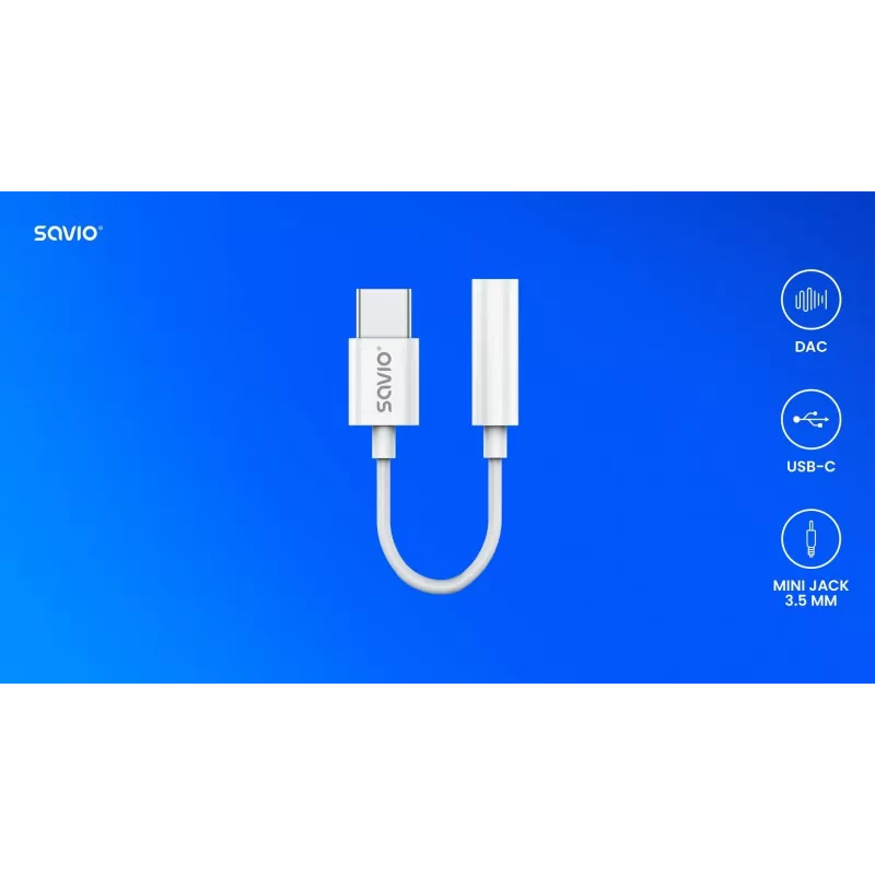 USB Typee 3.1 C (M) – Jack 3.5mm (F) Audio adapter Balta SAVIO AK-52