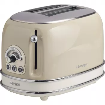 Ariete 155 Design 2 skiltelių skrudintuvas su sumuštinių laikikliais, 6 skrudinimo lygiai, 810 W, nerūdijančio plieno korpusas, išimamas trupinių padėklas, pastelinė smėlio spalva