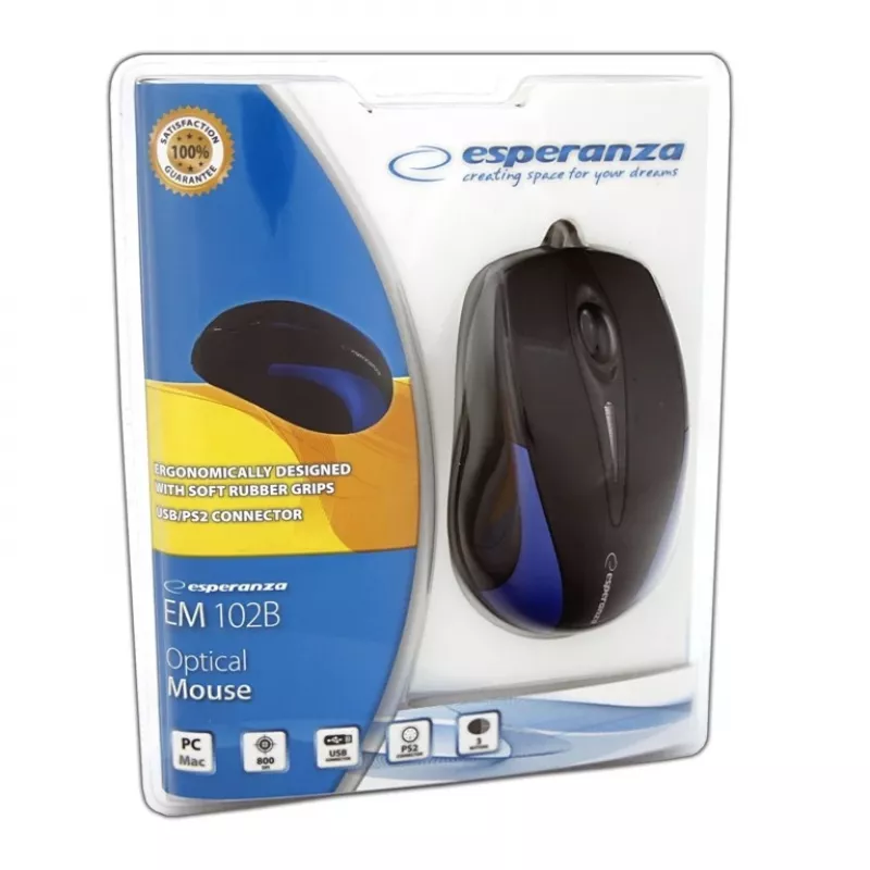 Esperanza EM102B - Pelė - Optinė - 3 Mygtukai - Mėlyna